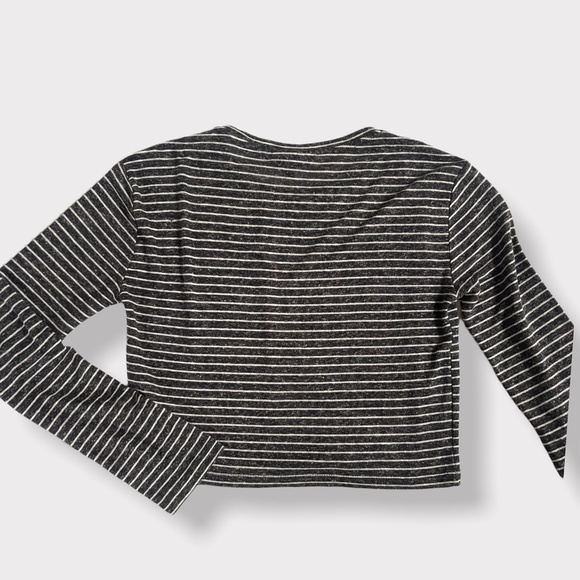 TopShop Grey Striped Cropped Top Size 2 - Picture 2 of 6